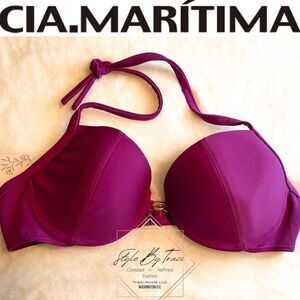 CIA. MARITIMA Bikini Push-Up Top: Purple Large NWT